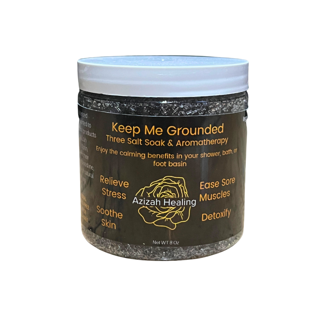 Sealed Jar of Keep Me Grounded Salt Soak - Azizah Healing Self-Care